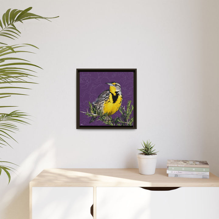Western Meadowlark: North Dakota State Bird — Framed Canvas Print