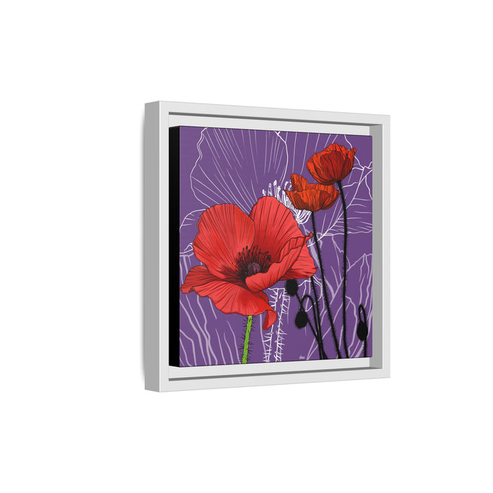 Poppy: August Birth Month Flower — Framed Canvas Print Wall Art
