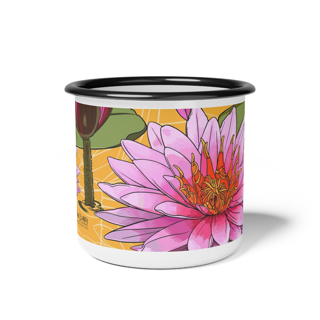 Water Lily Enamel Camp Mug — July Birth Month Flower