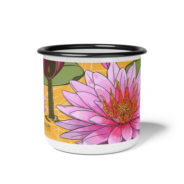 Water Lily Enamel Camp Mug — July Birth Month Flower