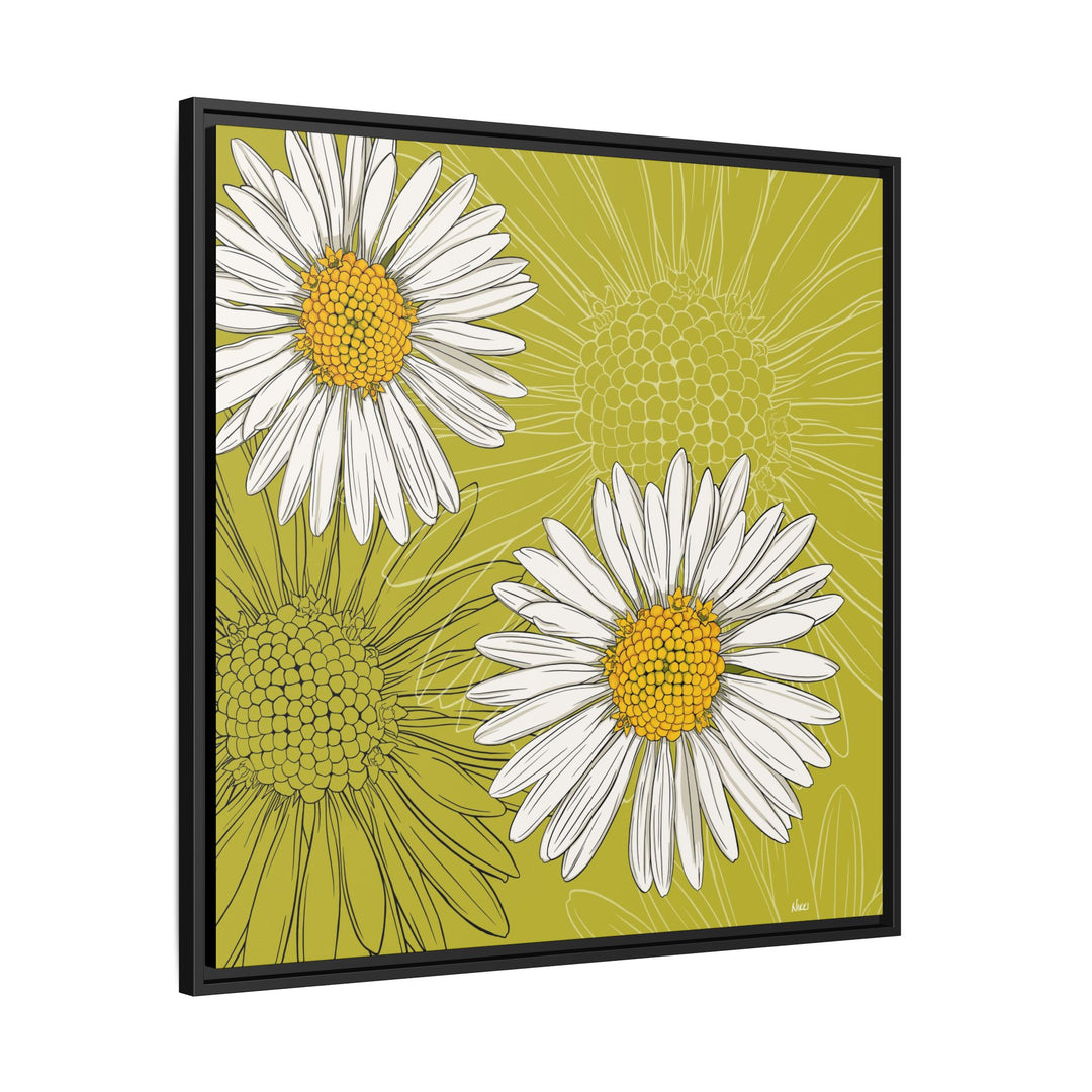 Daisy: April Birth Month Flower — Framed Canvas Print Wall Art
