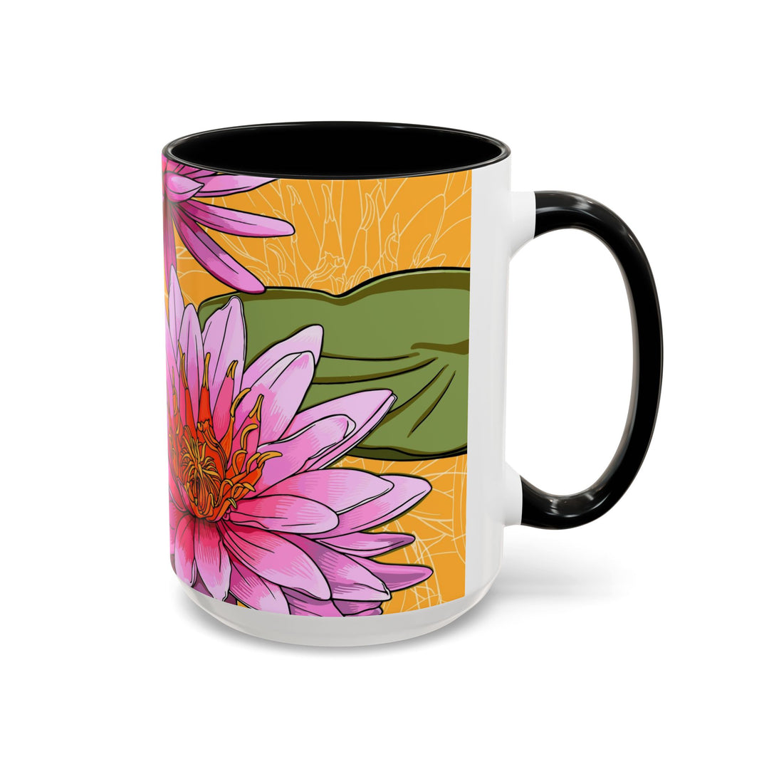 Pink Water Lily Ceramic Coffee Mug – July Birth Month Flower