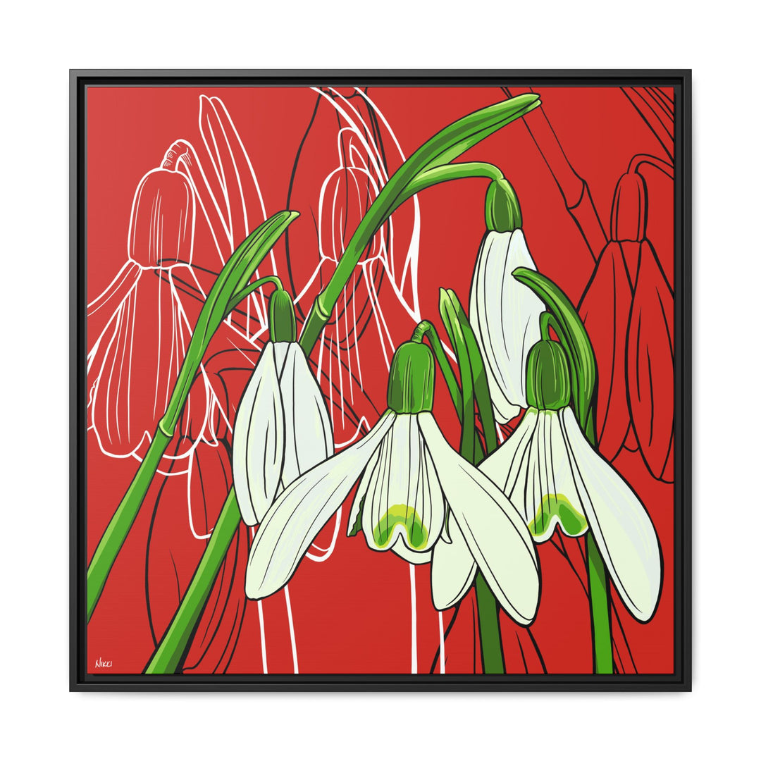 Snowdrop: January Birth Month Flower — Framed Canvas Print Wall Art