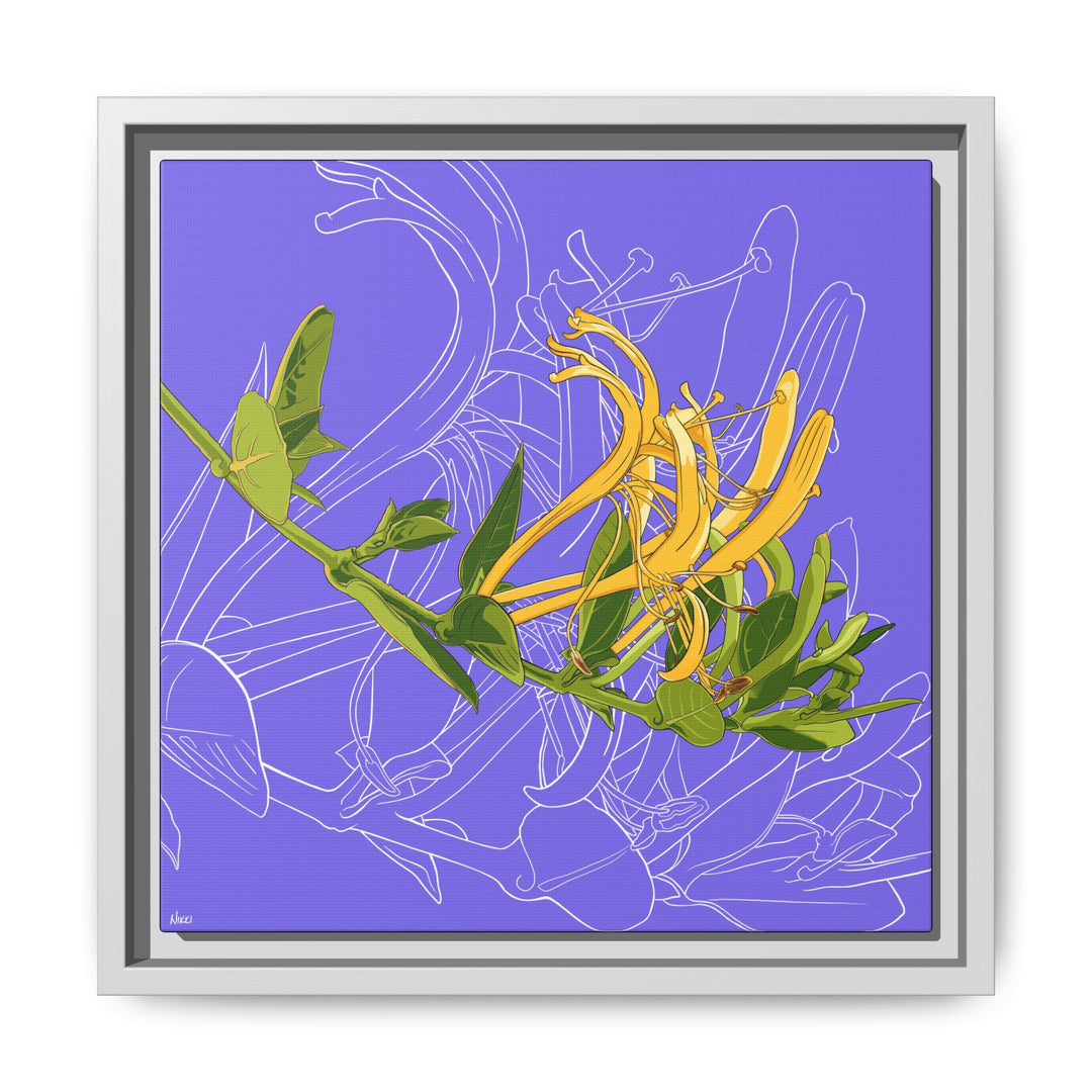 Honeysuckle: June Birth Month Flower — Framed Canvas Print Wall Art