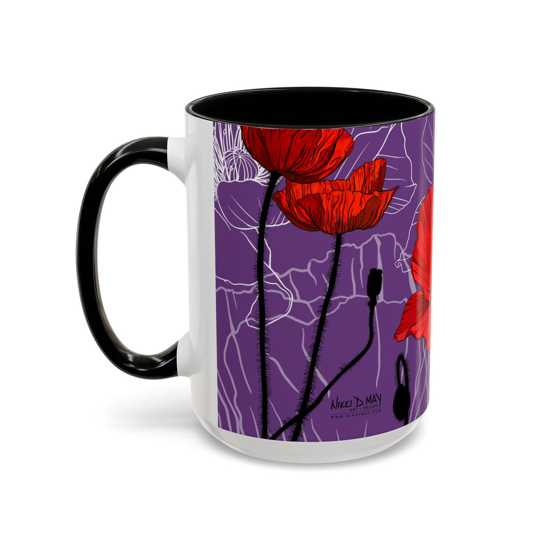 Poppy Ceramic Coffee Mug — August Birth Month Flower