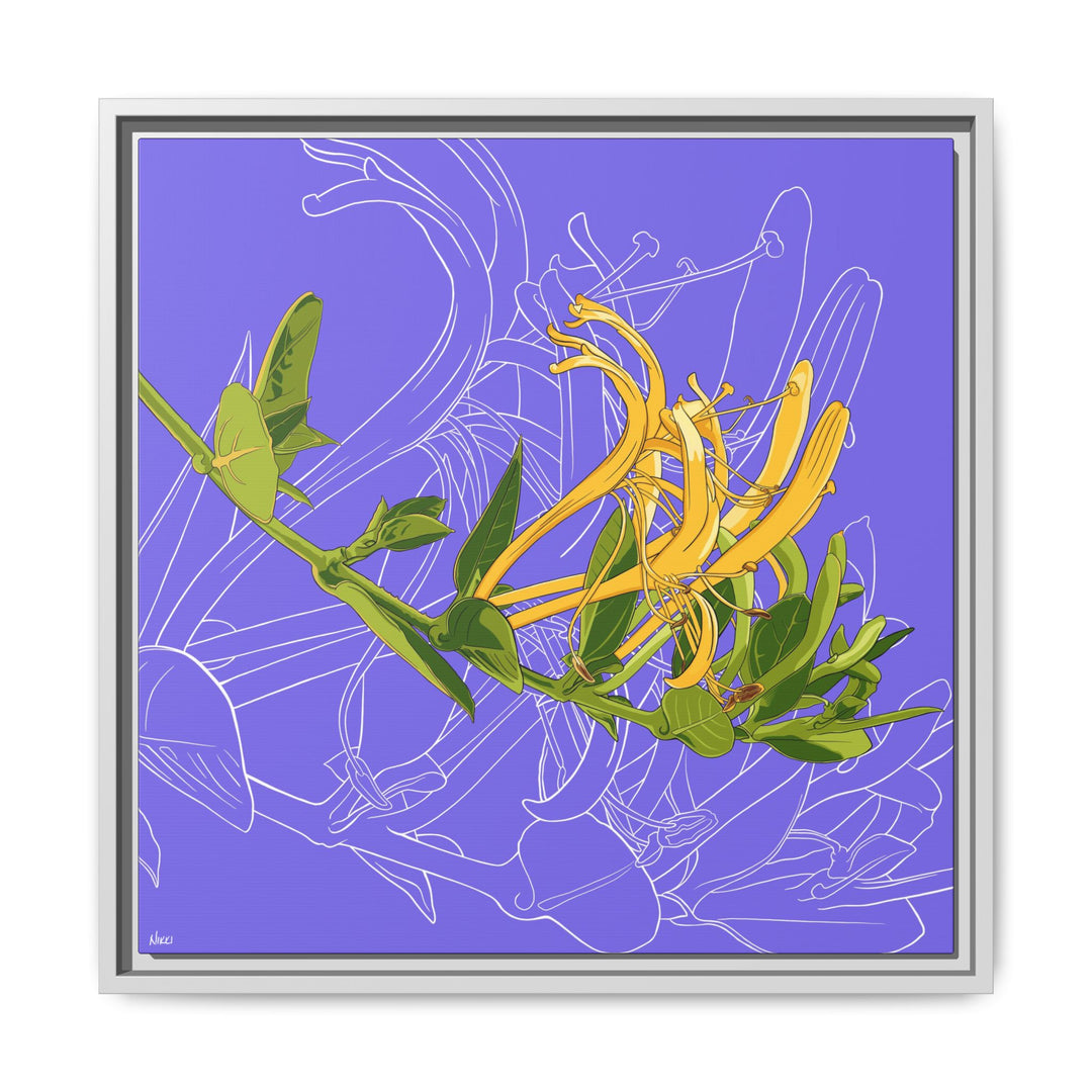 Honeysuckle: June Birth Month Flower — Framed Canvas Print Wall Art