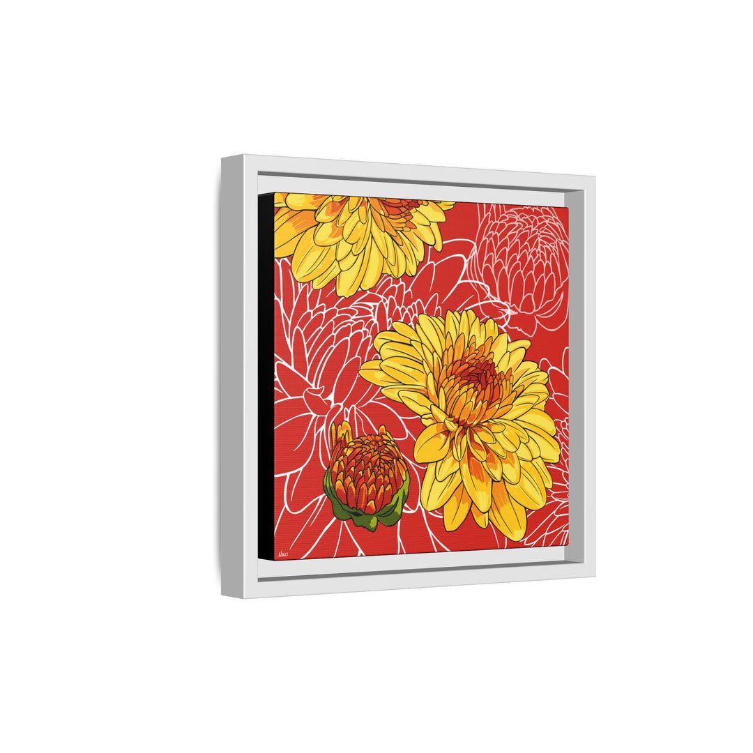 Chrysanthemum: November Birth Month Flower — Framed Canvas Print Wall Art