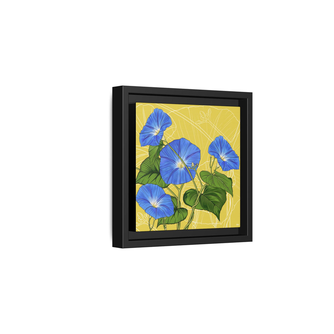Blue Morning Glory: September Birth Month Flower — Framed Canvas Print Wall Art
