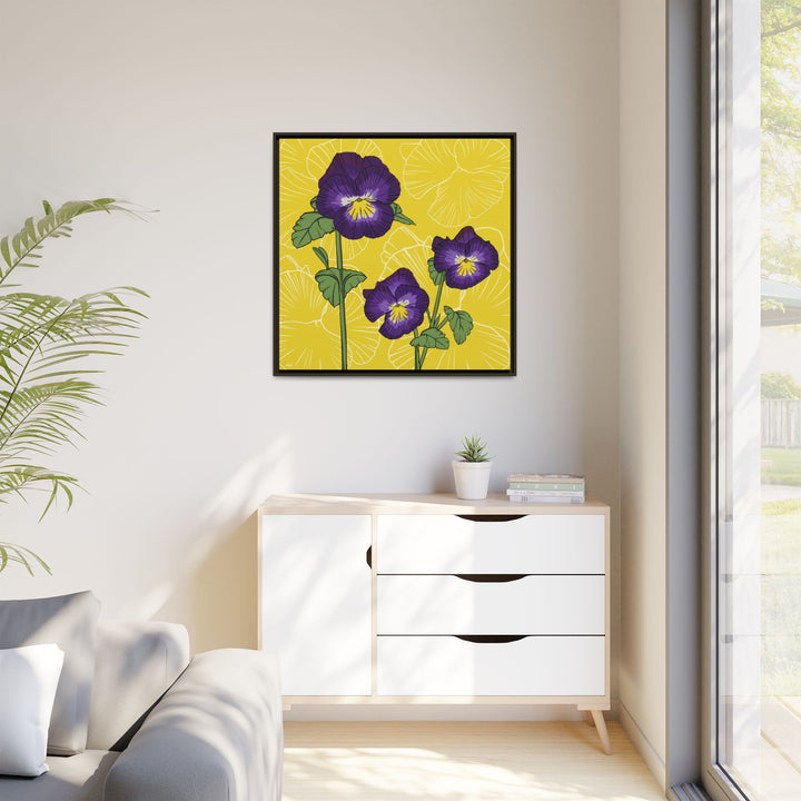 Violet: February Birth Month Flower — Framed Canvas Print Wall Art