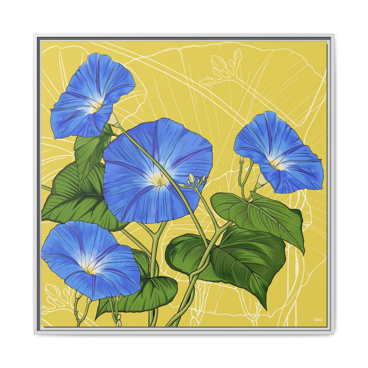 Blue Morning Glory: September Birth Month Flower — Framed Canvas Print Wall Art