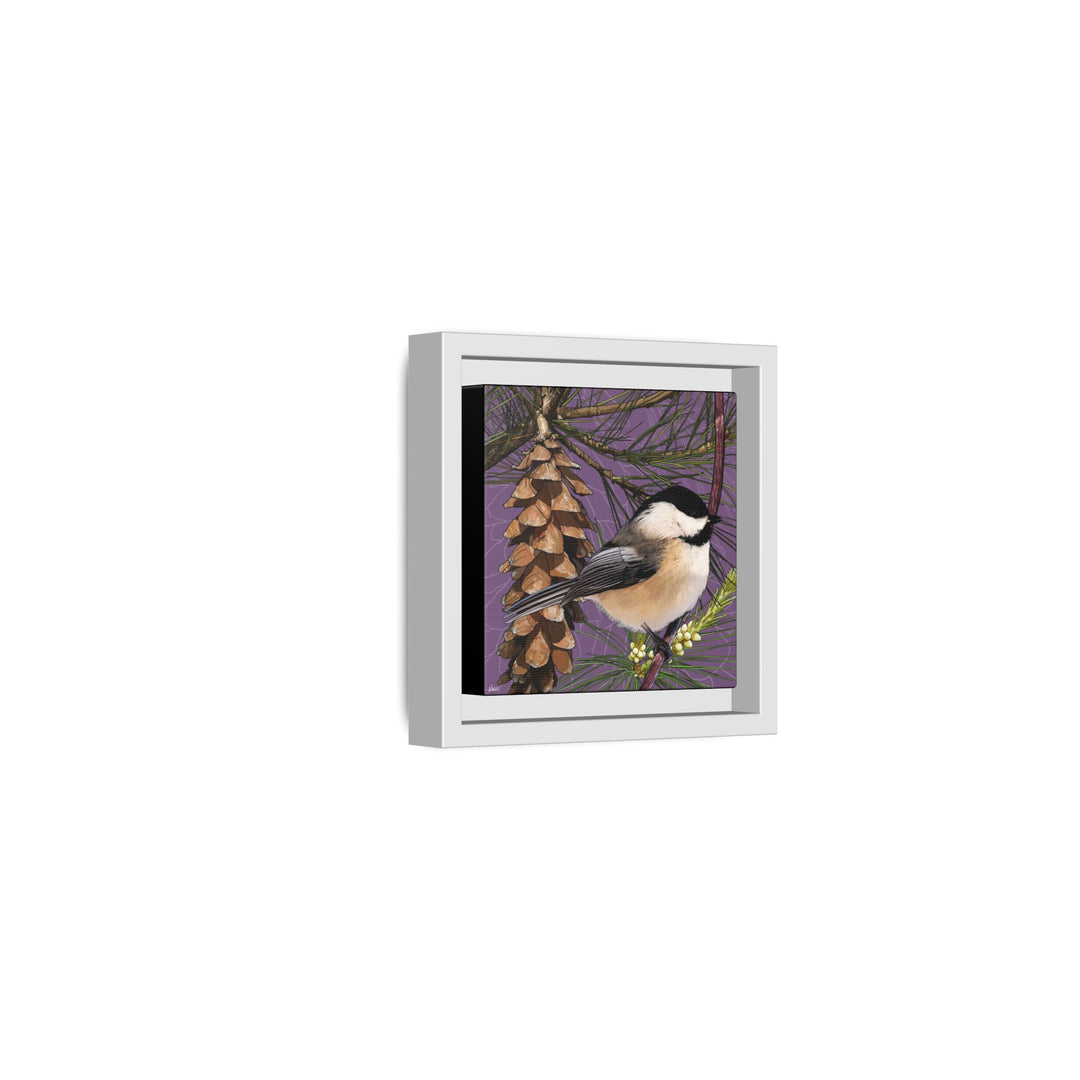 Black-capped Chickadee: Maine State Bird — Framed Canvas Print