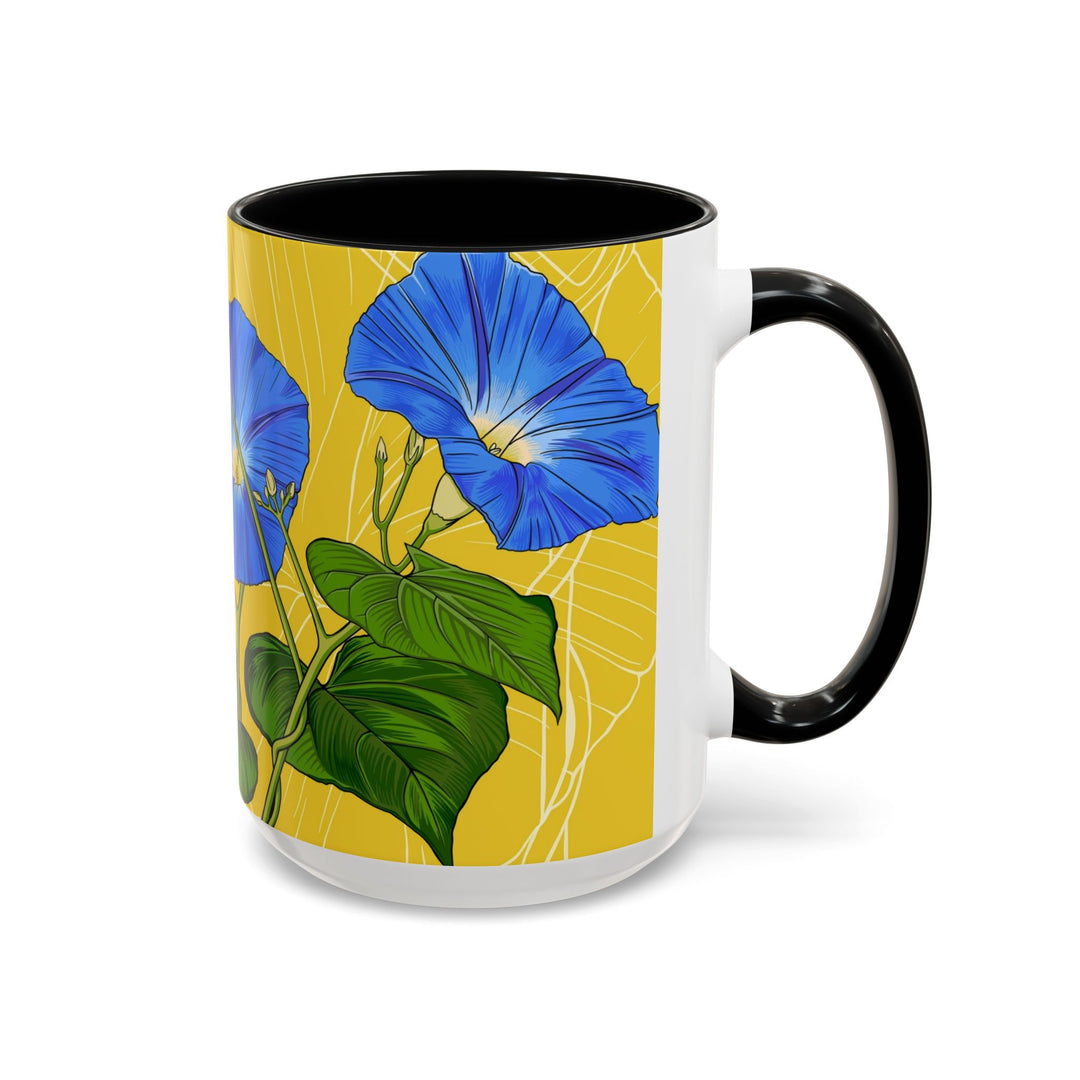 Blue Morning Glory Ceramic Coffee Mug — September Birth Month Flower