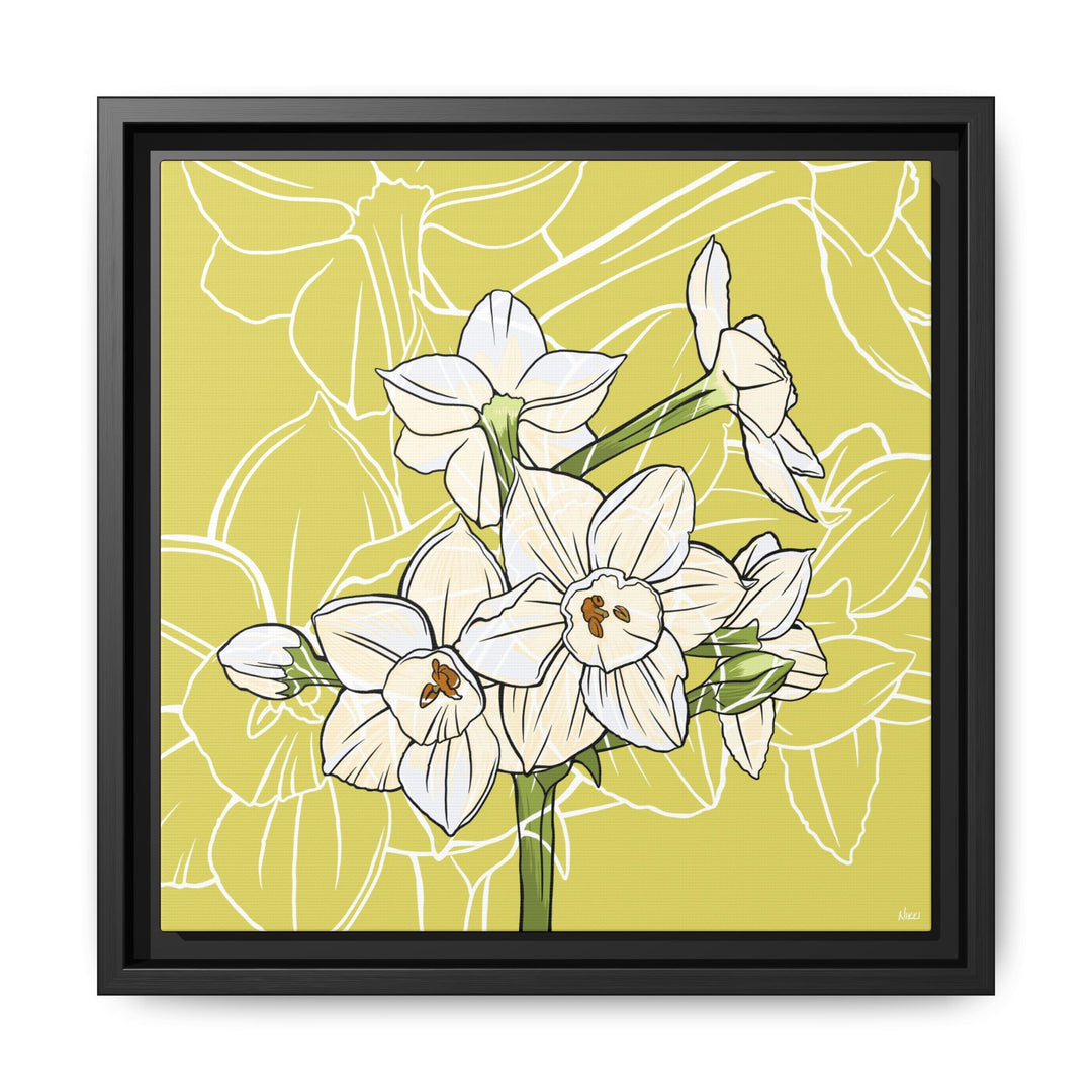 Paperwhite: December Birth Month Flower — Framed Canvas Print Wall Art