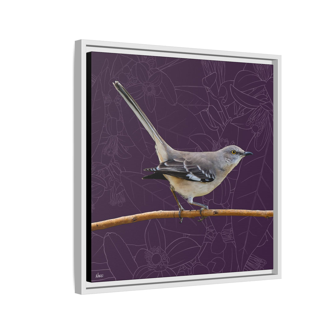 Northern Mockingbird: Florida State Bird — Framed Canvas Print Wall Art