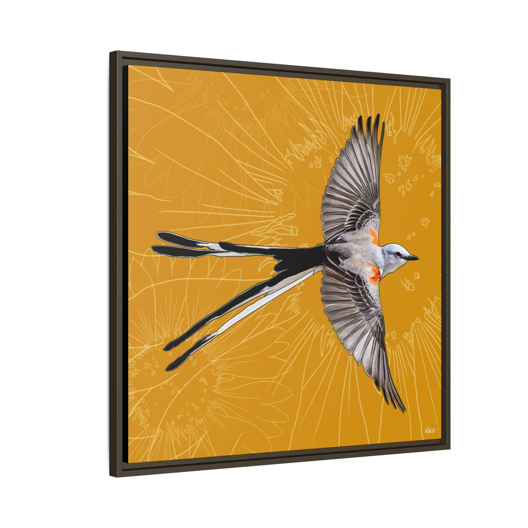 Scissor Tailed Flycatcher: Oklahoma State Bird — Framed Canvas Print Wall Art