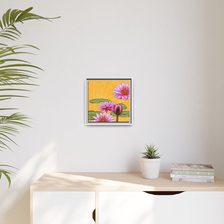 Water Lily: July Birth Month Flower — Framed Canvas Print Wall Art