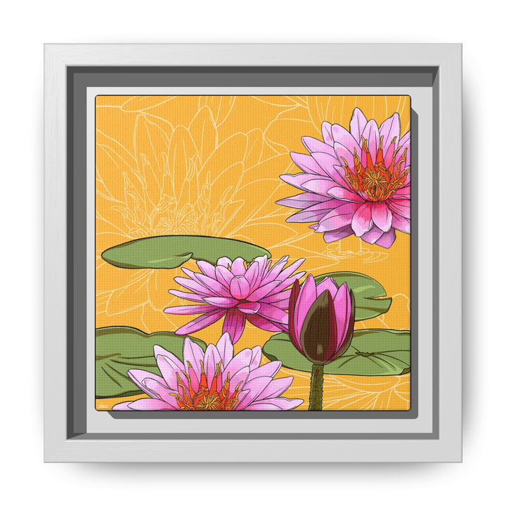 Water Lily: July Birth Month Flower — Framed Canvas Print Wall Art