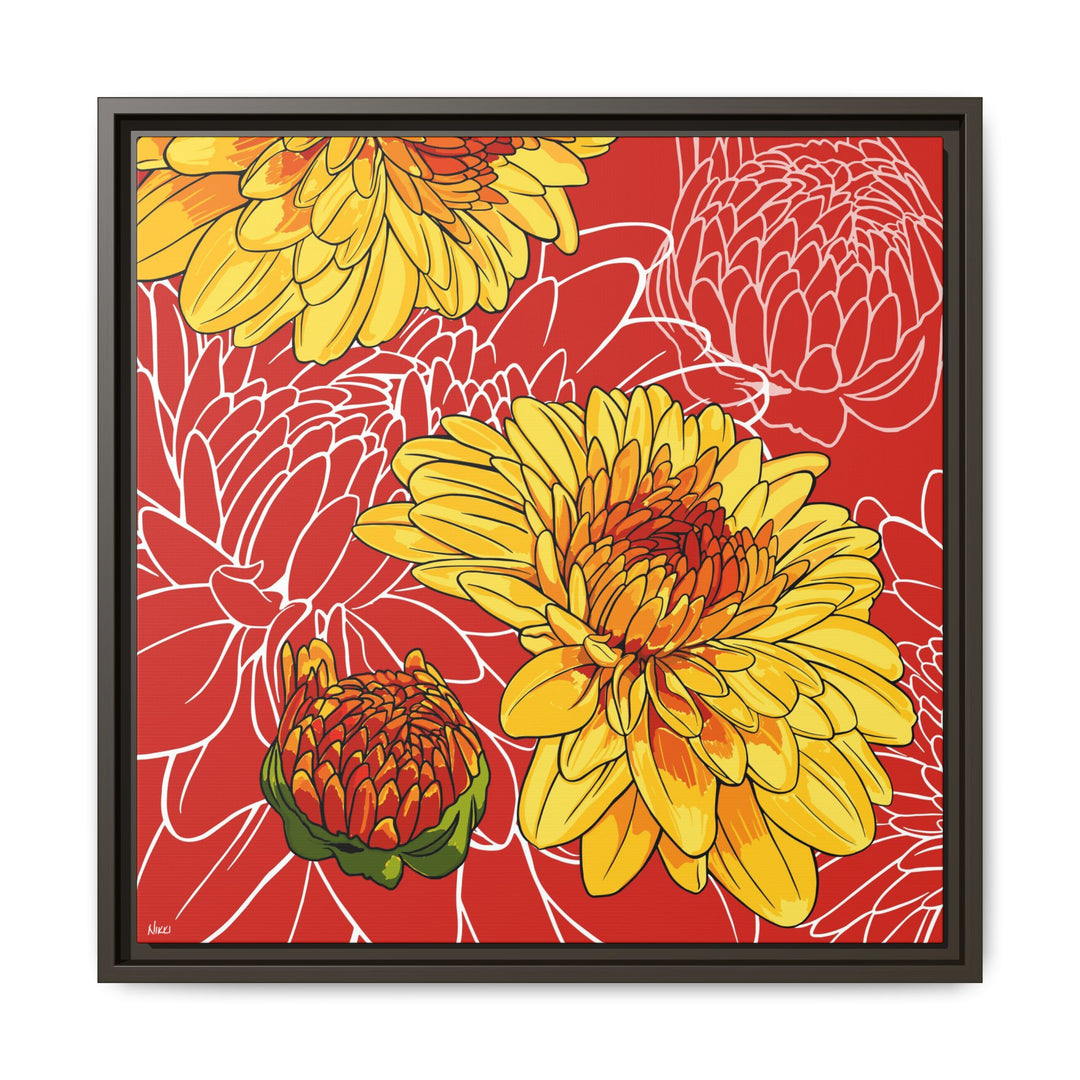 Chrysanthemum: November Birth Month Flower — Framed Canvas Print Wall Art