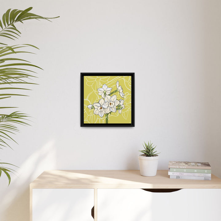 Paperwhite: December Birth Month Flower — Framed Canvas Print Wall Art
