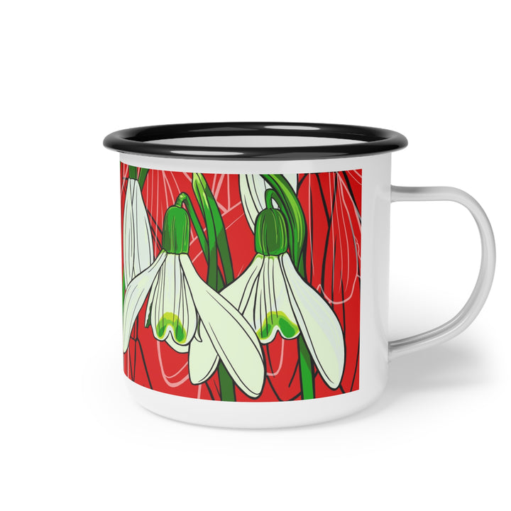 Snowdrop Enamel Camp Cup — January Birth Month Flower