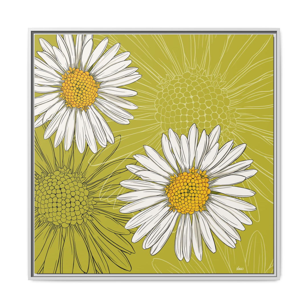 Daisy: April Birth Month Flower — Framed Canvas Print Wall Art