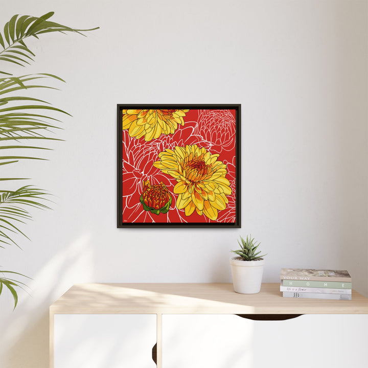Chrysanthemum: November Birth Month Flower — Framed Canvas Print Wall Art
