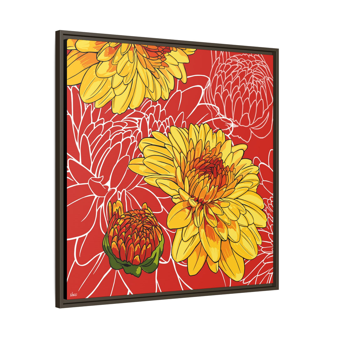 Chrysanthemum: November Birth Month Flower — Framed Canvas Print Wall Art