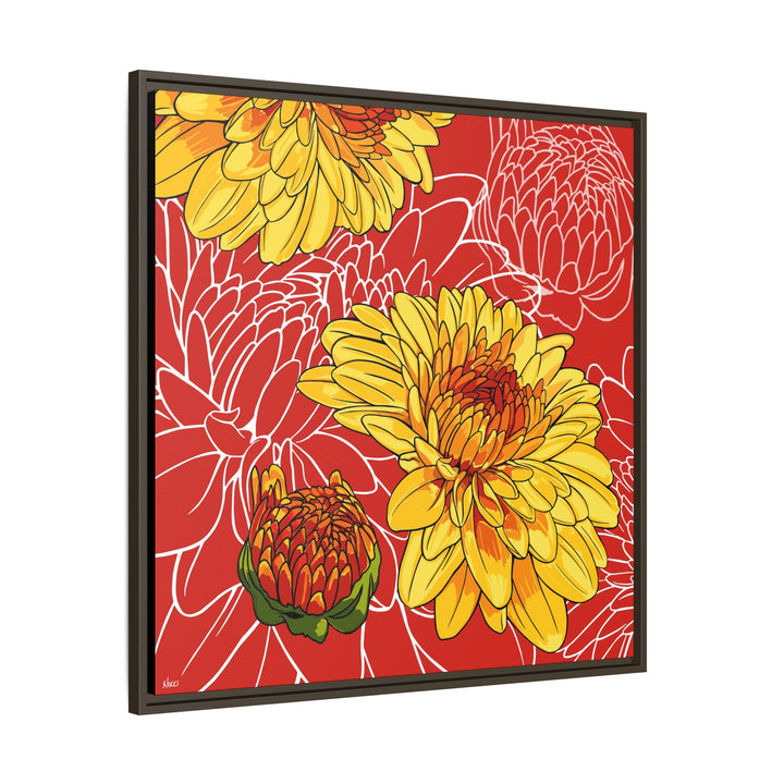 Chrysanthemum: November Birth Month Flower — Framed Canvas Print Wall Art