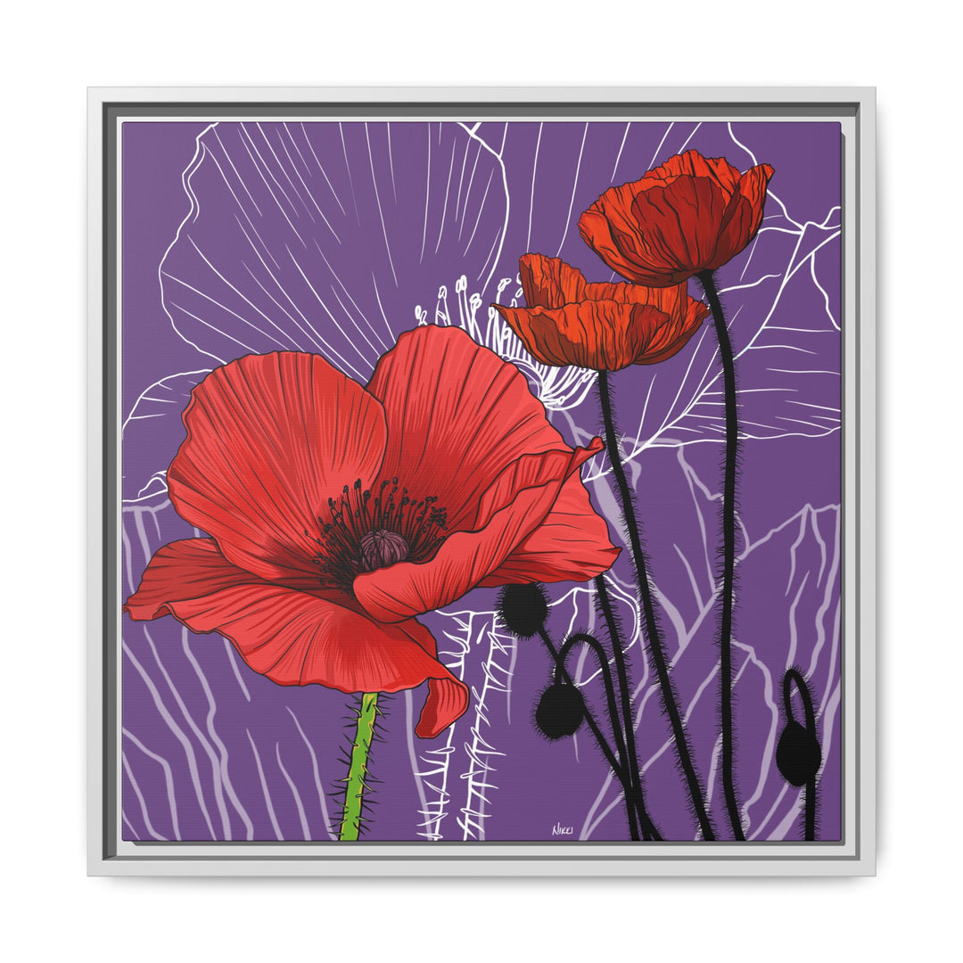 Poppy: August Birth Month Flower — Framed Canvas Print Wall Art