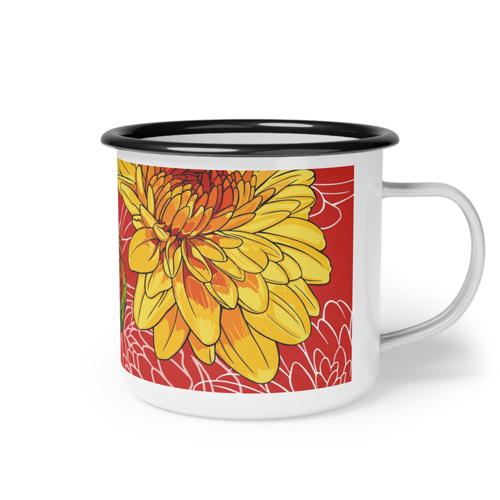 Chrysanthemum Enamel Camp Mug — November Birth Month Flower