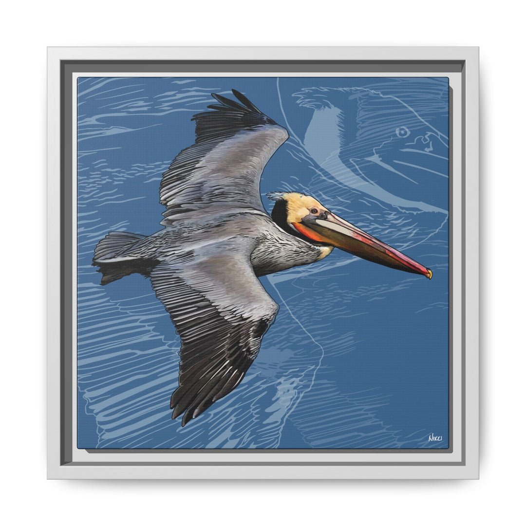 Brown Pelican: Louisiana State Bird  —  Framed Canvas Print