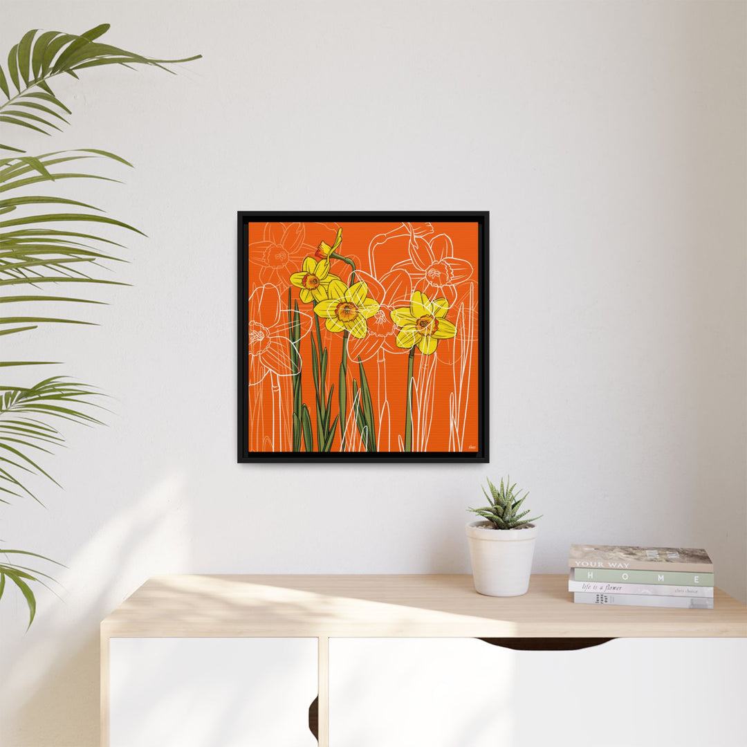 Daffodil: March Birth Month Flower — Framed Canvas Print Wall Art