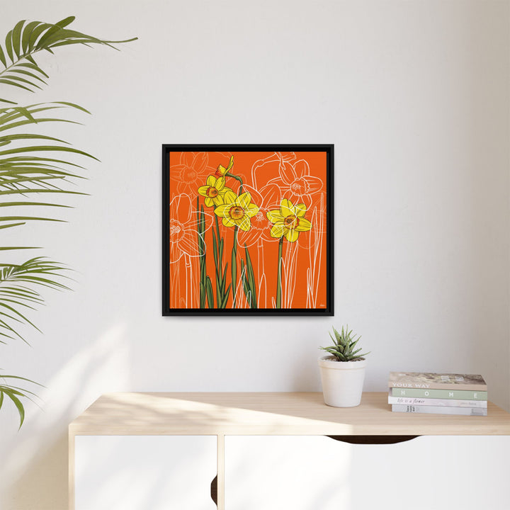 Daffodil: March Birth Month Flower — Framed Canvas Print Wall Art