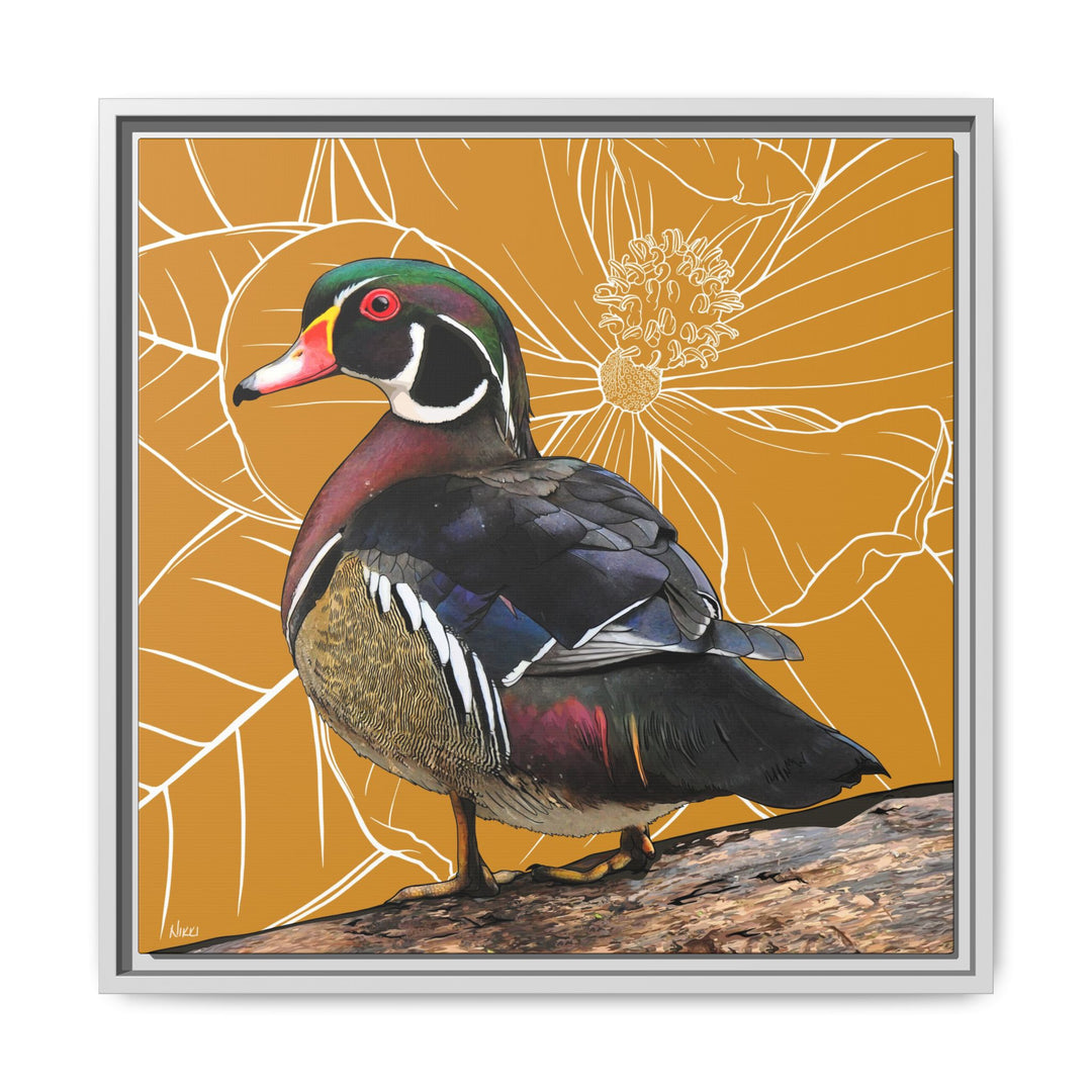 Wood Duck: Mississippi State Bird — Framed Canvas Print Wall Art