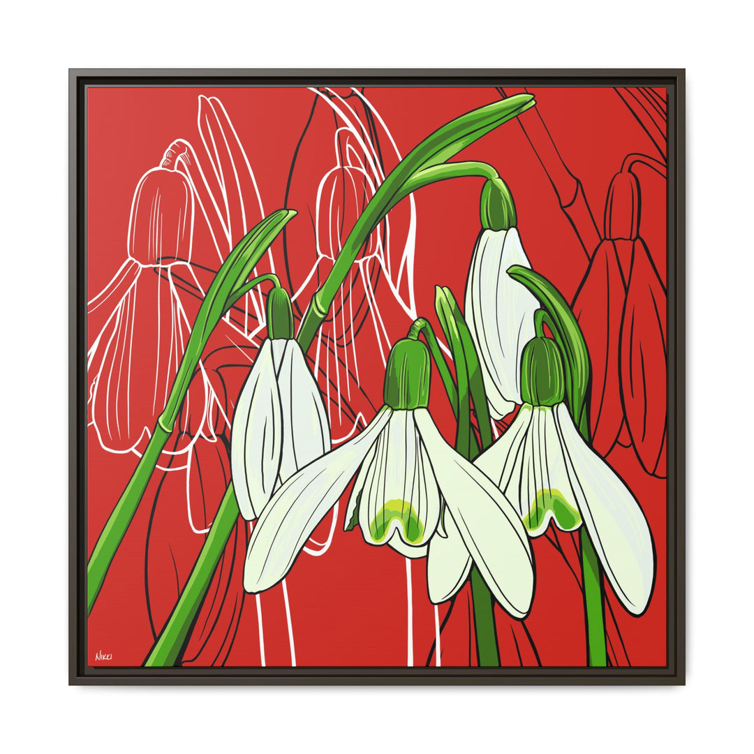 Snowdrop: January Birth Month Flower — Framed Canvas Print Wall Art