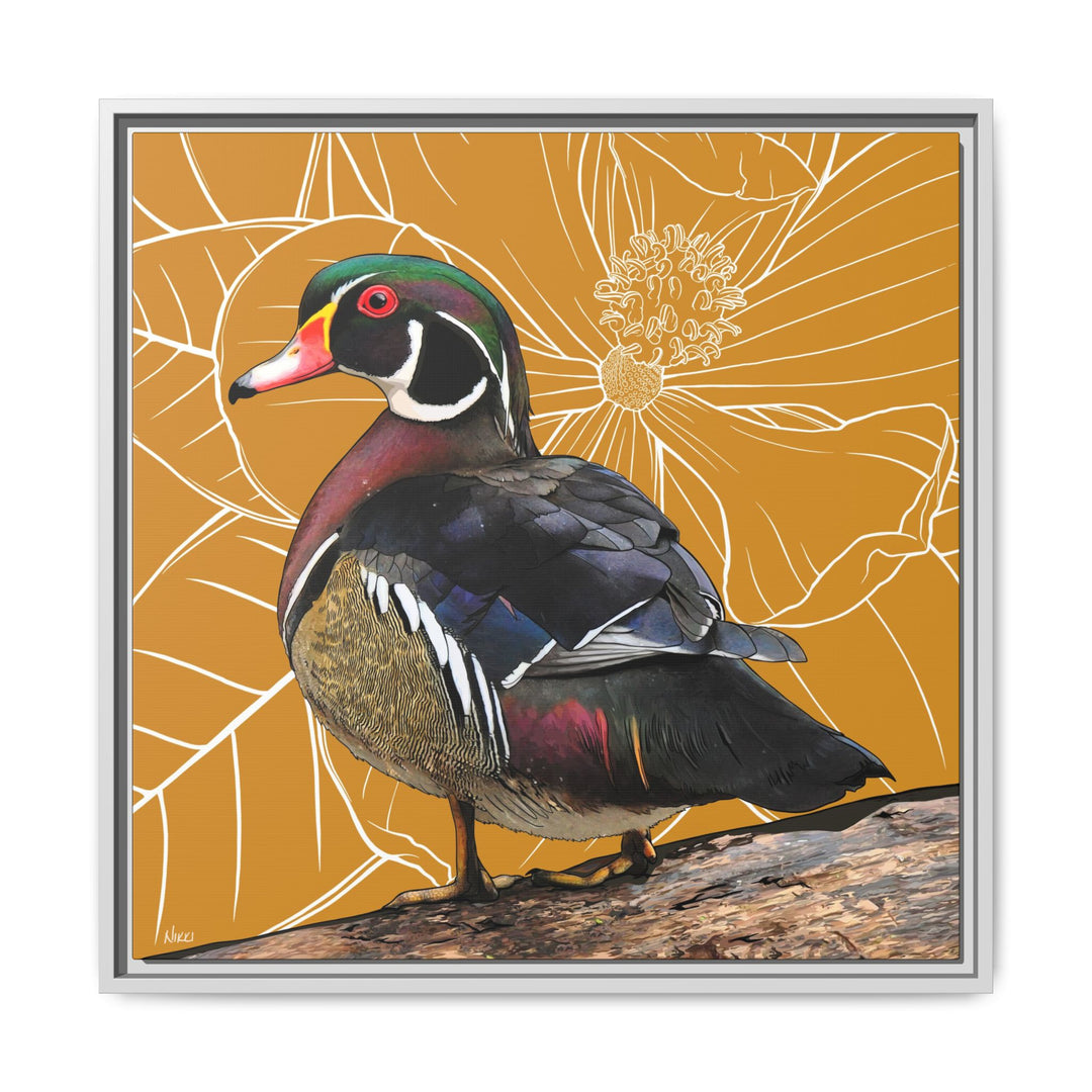 Wood Duck: Mississippi State Bird — Framed Canvas Print Wall Art