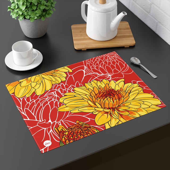 Chrysanthemum Cotton Twill Placemat — November Birth Month Flower