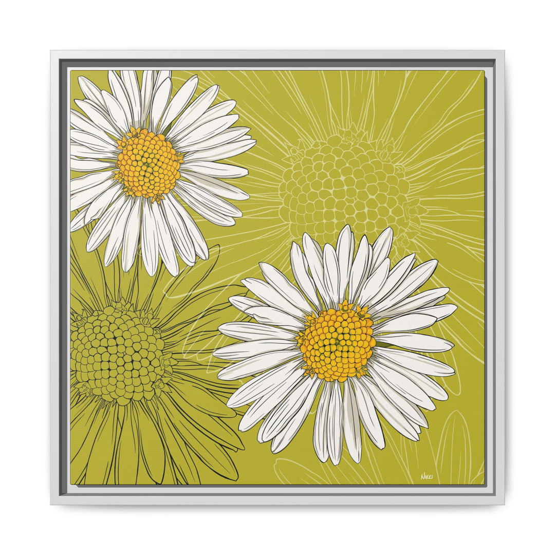 Daisy: April Birth Month Flower — Framed Canvas Print Wall Art