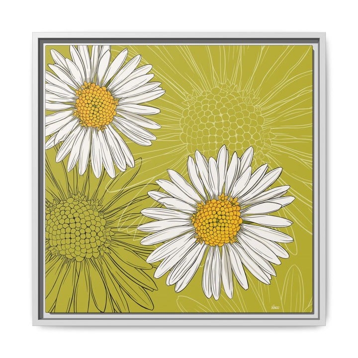 Daisy: April Birth Month Flower — Framed Canvas Print Wall Art