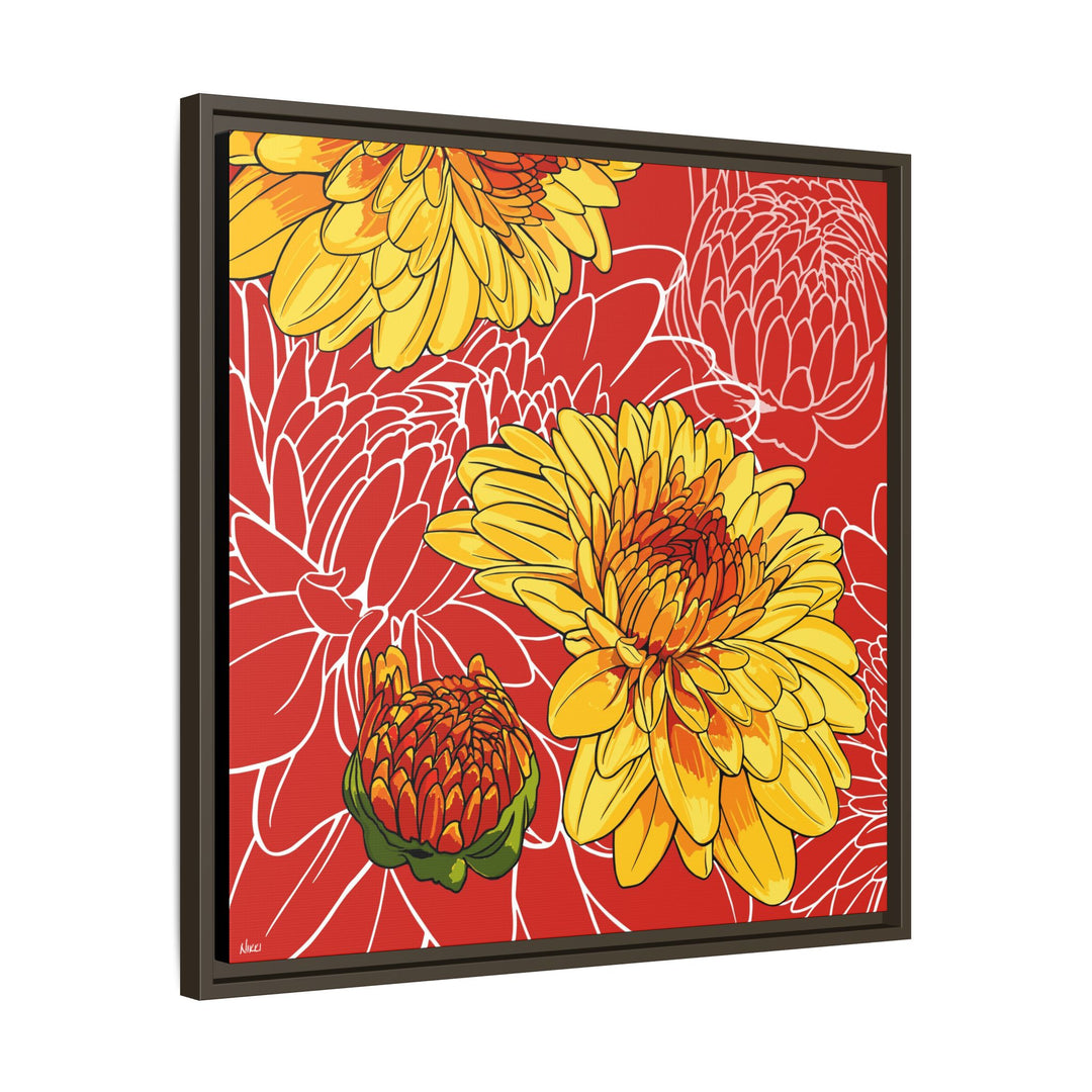 Chrysanthemum: November Birth Month Flower — Framed Canvas Print Wall Art