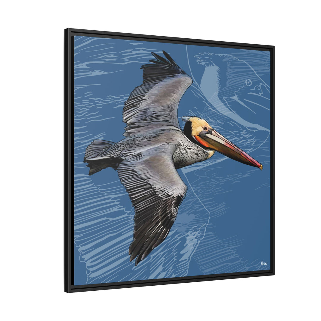 Brown Pelican: Louisiana State Bird  —  Framed Canvas Print