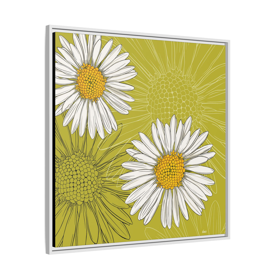 Daisy: April Birth Month Flower — Framed Canvas Print Wall Art
