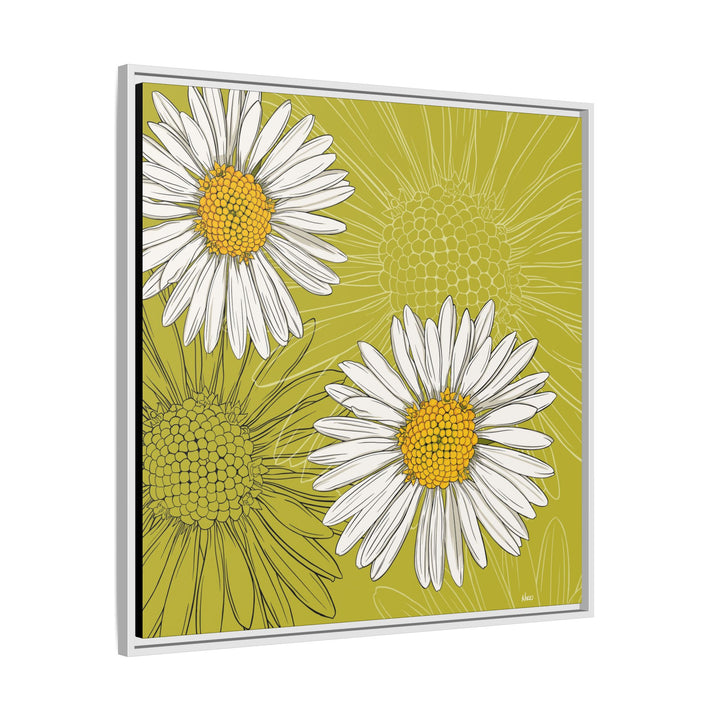 Daisy: April Birth Month Flower — Framed Canvas Print Wall Art