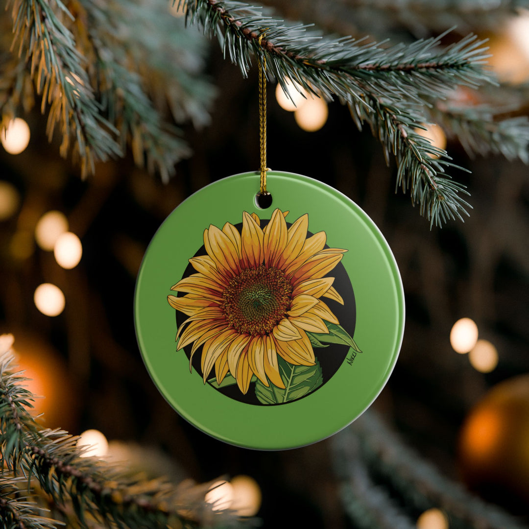 Sunflower Ceramic Ornament (Double-Sided)