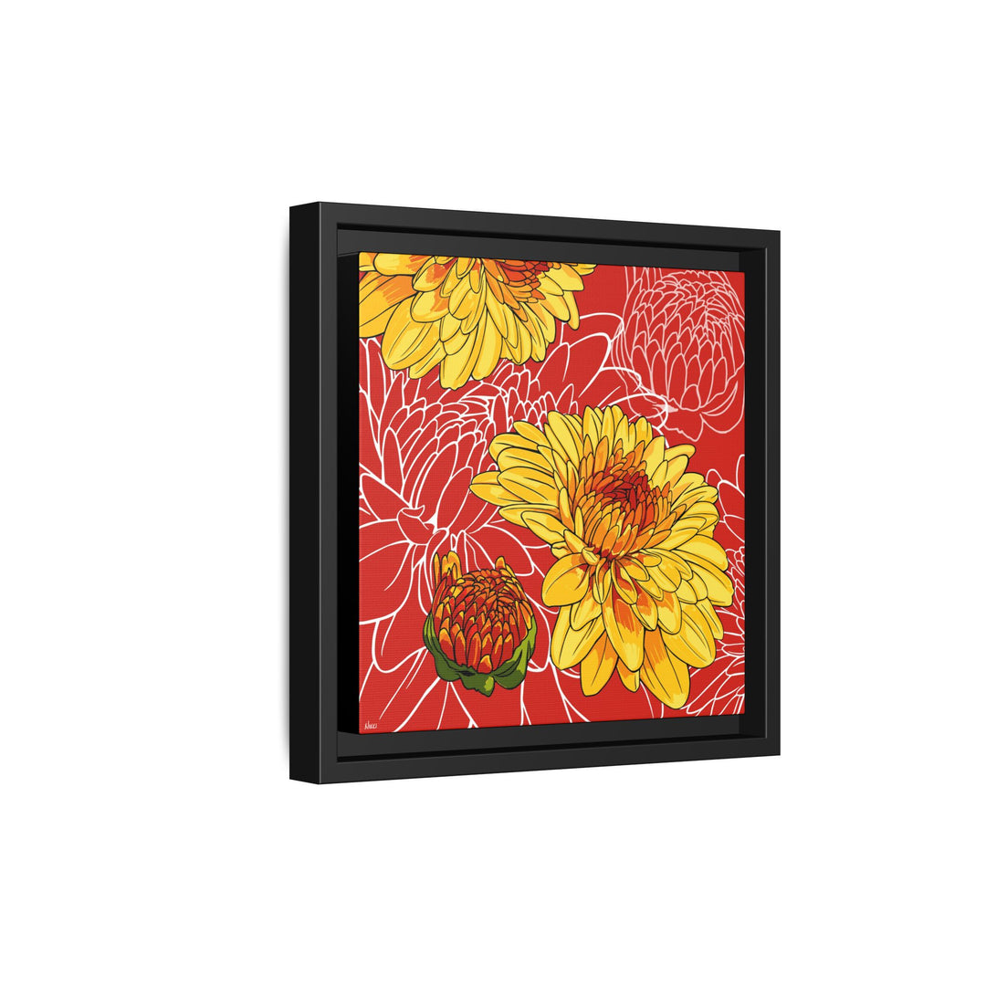 Chrysanthemum: November Birth Month Flower — Framed Canvas Print Wall Art