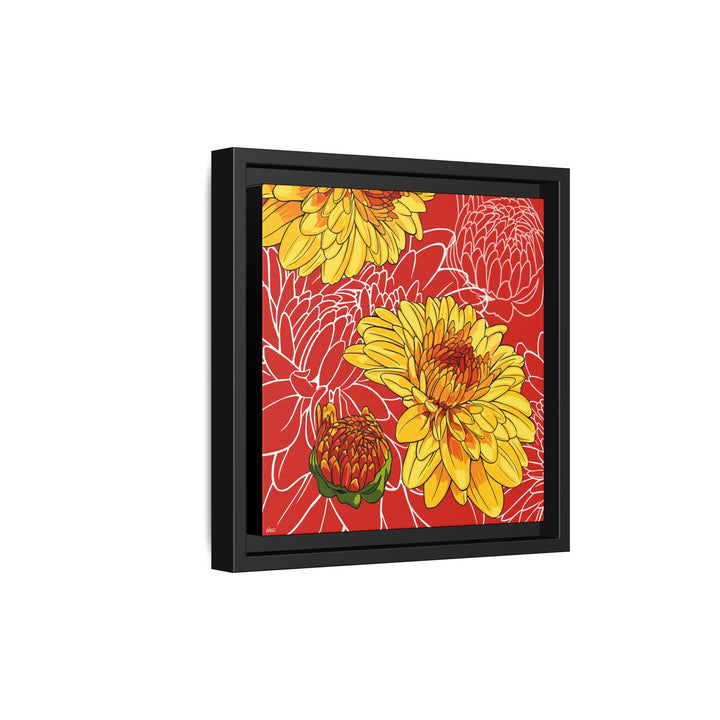 Chrysanthemum: November Birth Month Flower — Framed Canvas Print Wall Art