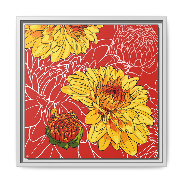 Chrysanthemum: November Birth Month Flower — Framed Canvas Print Wall Art
