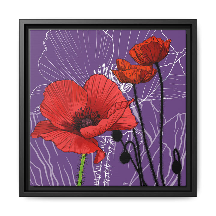 Poppy: August Birth Month Flower — Framed Canvas Print Wall Art