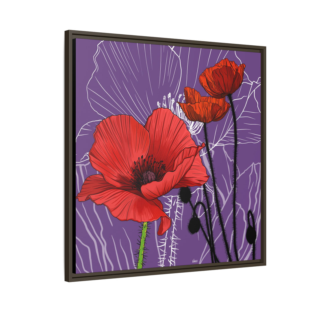 Poppy: August Birth Month Flower — Framed Canvas Print Wall Art