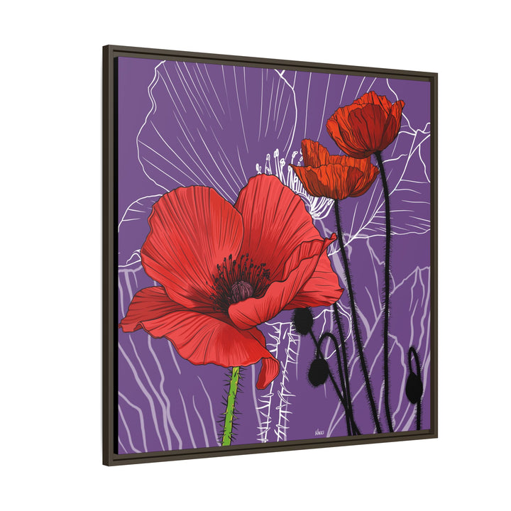 Poppy: August Birth Month Flower — Framed Canvas Print Wall Art